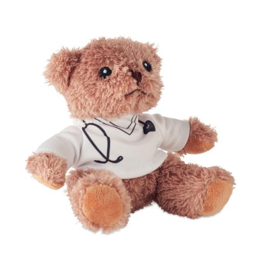 Pluche teddybeer dokter Doc wit