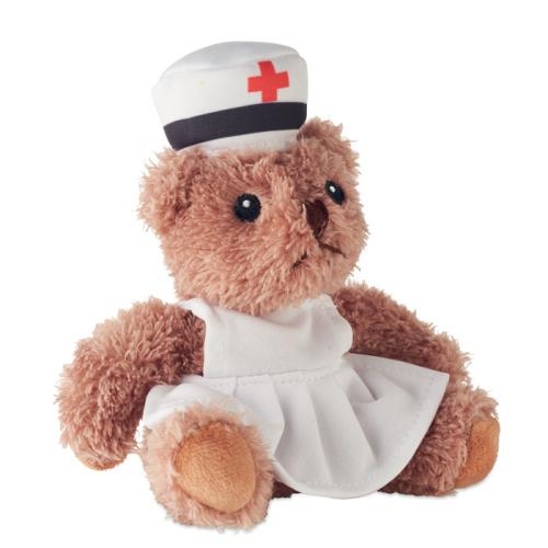 Pluche teddybeer verpleegster Nurse wit