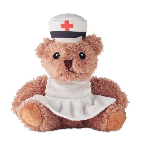 Pluche teddybeer verpleegster Nurse wit