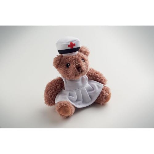 Pluche teddybeer verpleegster Nurse wit