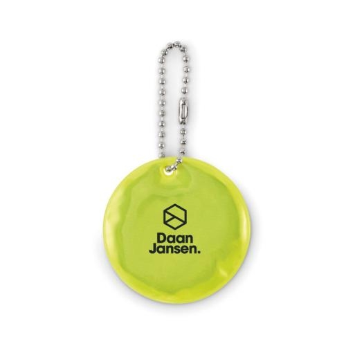 Ronde reflecterende hanger Grin neon yellow