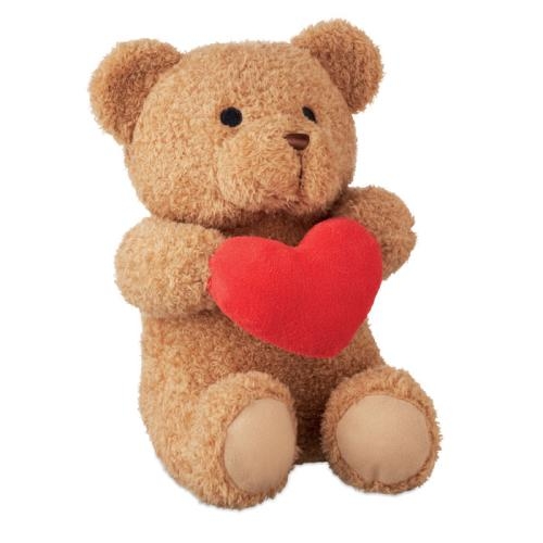 Pluche teddybeer met hart 23cm Snuggle rood