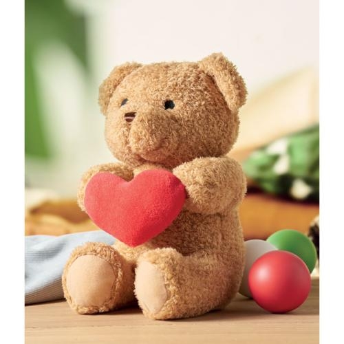 Pluche teddybeer met hart 23cm Snuggle rood