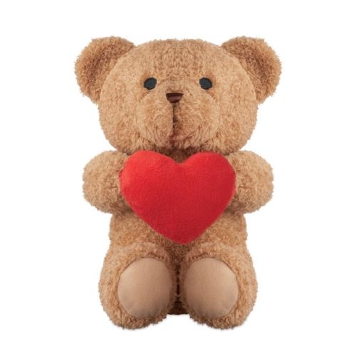 Pluche teddybeer met hart 23cm Snuggle rood