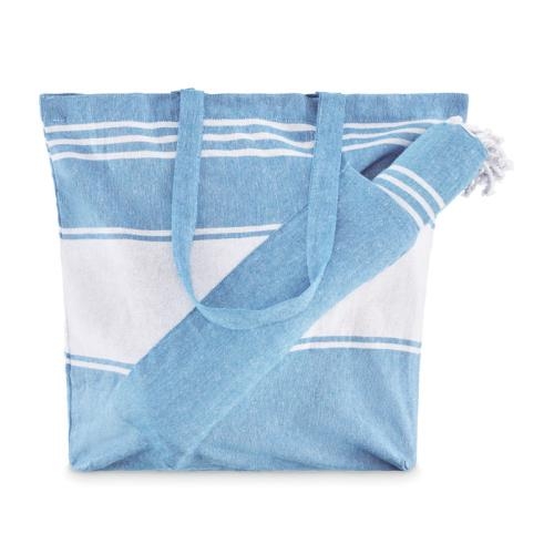 Strandtas met hamamdoek Hummum turquoise