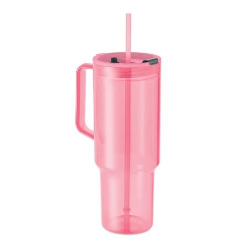 RPET beker 1200 ml Mugora transparant roze