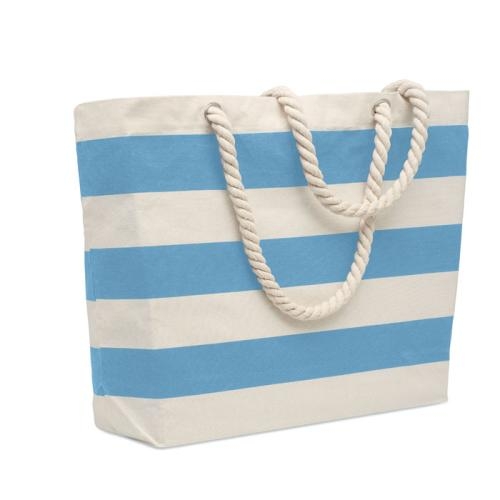 Katoenen strandtas Heaven stripe babyblauw