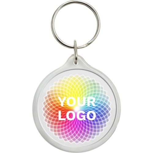 Ronde kunststof sleutelhanger Leco neutraal