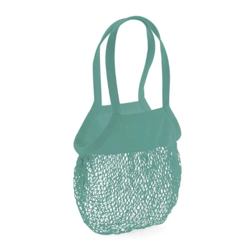 Biokatoenen mesh boodschappentas sage green
