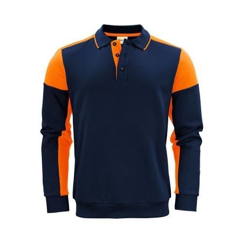 Prime polosweater unisex marine/neon oranje,5xl