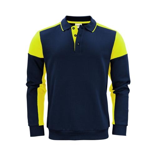 Prime polosweater unisex marine/neon geel,s