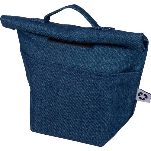 Gerecycled denim roll-top koeltas Mira blauw