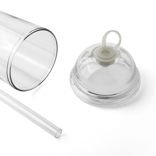 Drinkbeker met rietje 500 ml Glow neutraal