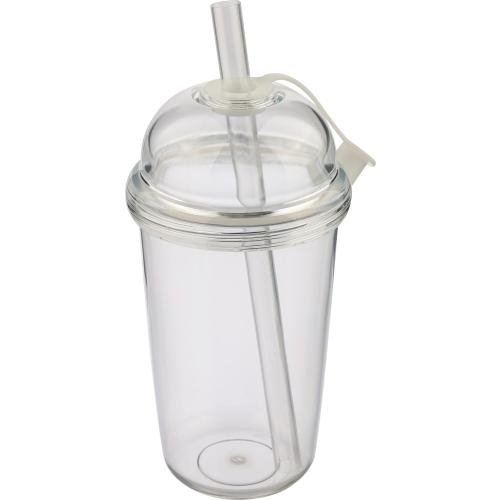 Drinkbeker met rietje 500 ml Glow neutraal