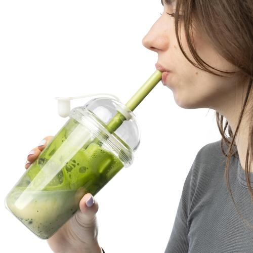 Drinkbeker met rietje 500 ml Glow neutraal