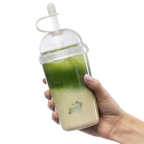 Drinkbeker met rietje 500 ml Glow neutraal