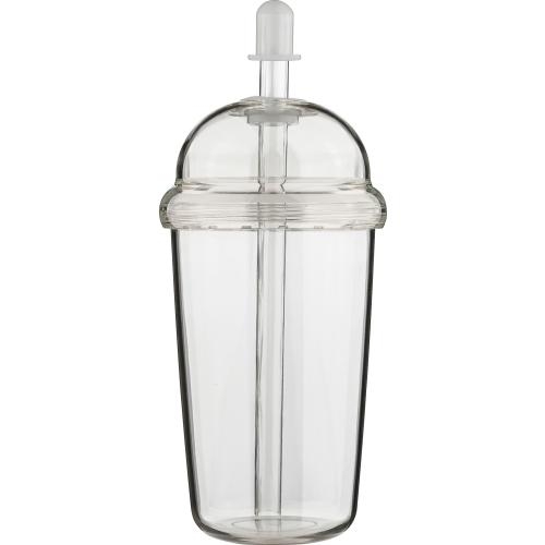 Drinkbeker met rietje 500 ml Glow neutraal