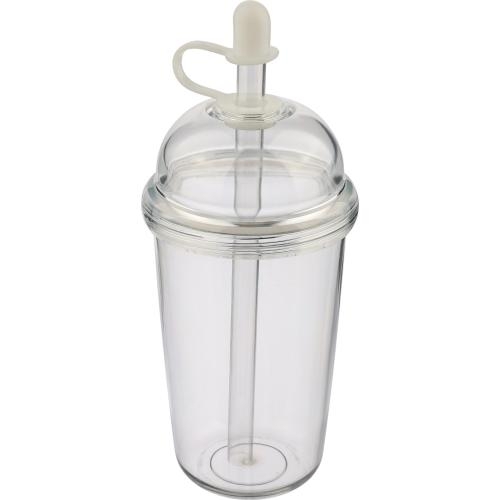 Drinkbeker met rietje 500 ml Glow neutraal