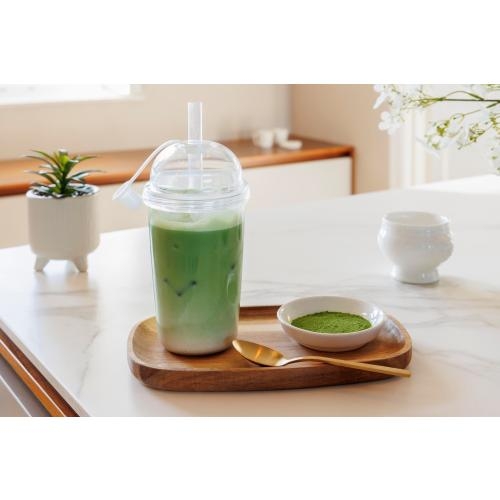 Drinkbeker met rietje 500 ml Glow neutraal