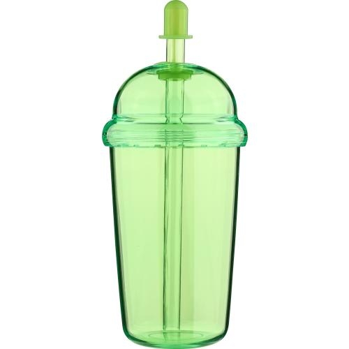 Drinkbeker met rietje 500 ml Glow lichtgroen