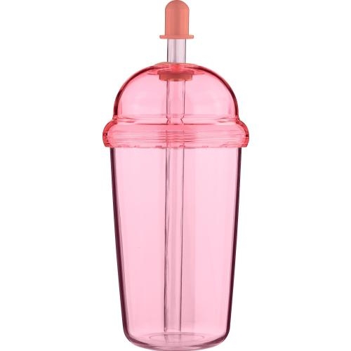 Drinkbeker met rietje 500 ml Glow roze