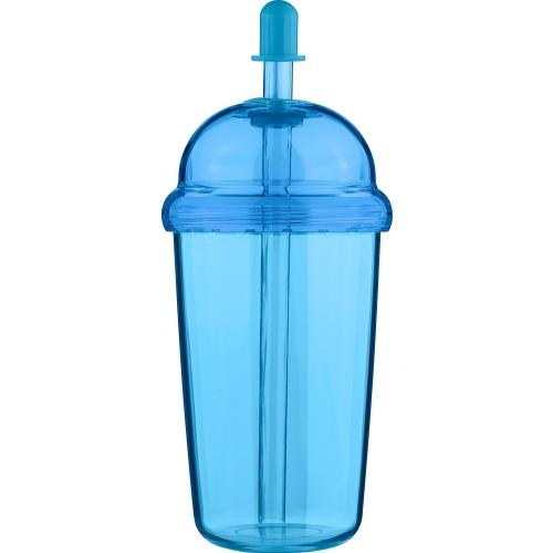 Drinkbeker met rietje 500 ml Glow lichtblauw