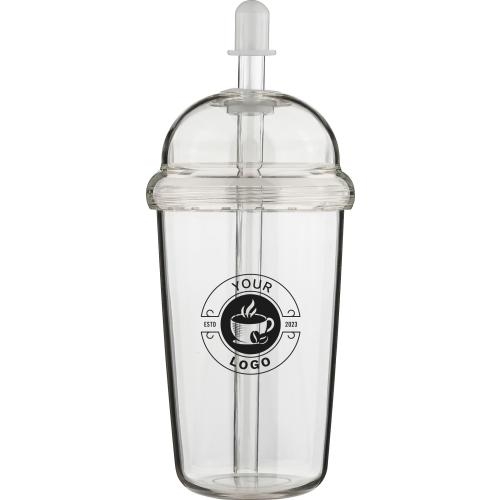 Drinkbeker met rietje 500 ml Glow