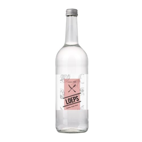 Glazen fles met 750 ml bronwater transparant
