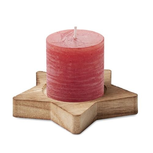 Houten stervormige kaarshouder rood