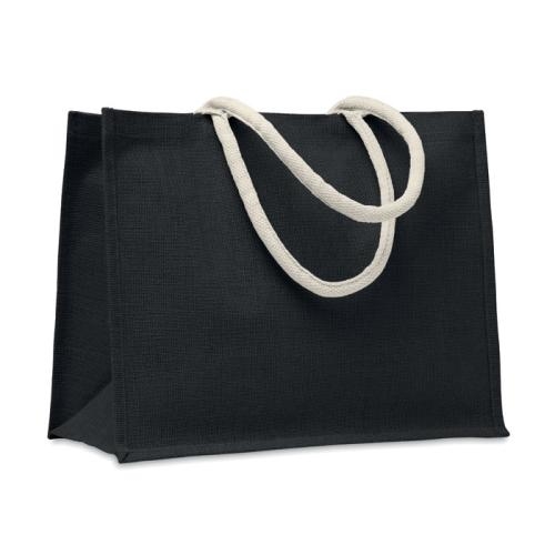 Jute tas met katoenen hengsels Aura zwart