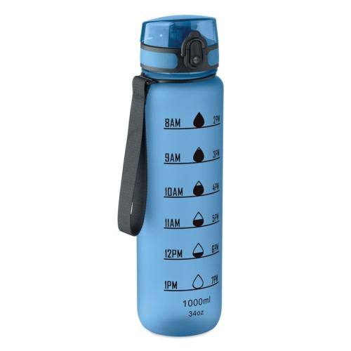 Sportwaterfles RPET 1L Isforden mark transparant lichtblauw