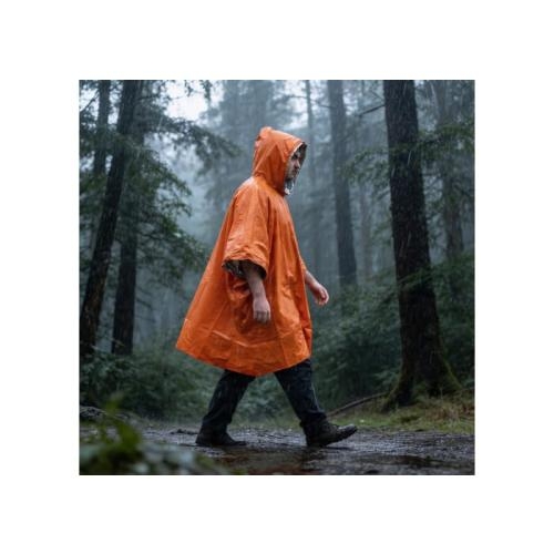 Outdoor Survival 2-in-1 thermische poncho oranje