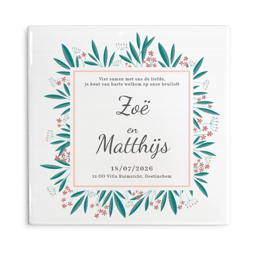 Tegeltje met logo 15x15 cm wit