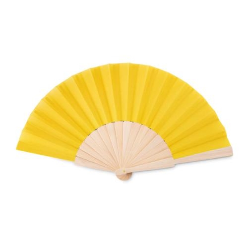 Houten waaier Fanny | polyester doek geel