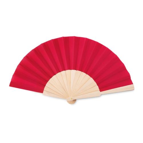 Houten waaier Fanny | polyester doek rood