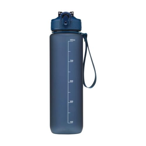 Waterfles 1L gerecycled rPET AquaSport blauw