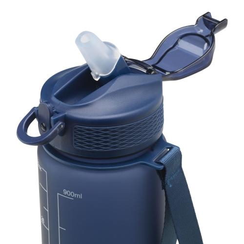 Waterfles 1L gerecycled rPET AquaSport blauw