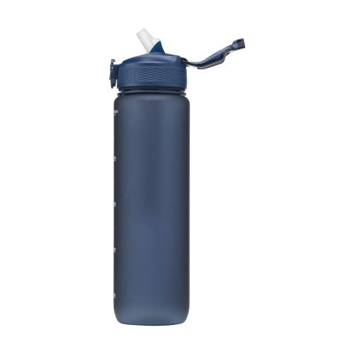 Waterfles 1L gerecycled rPET AquaSport blauw