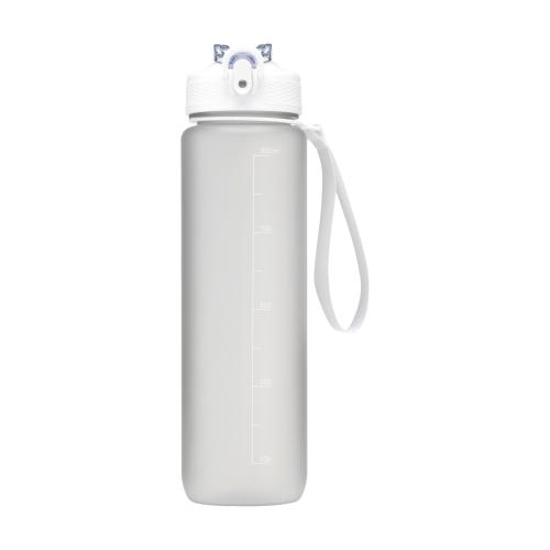 Waterfles 1L gerecycled rPET AquaSport wit