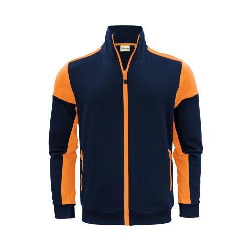 Prime sweater full zip heren marine/neon oranje,l