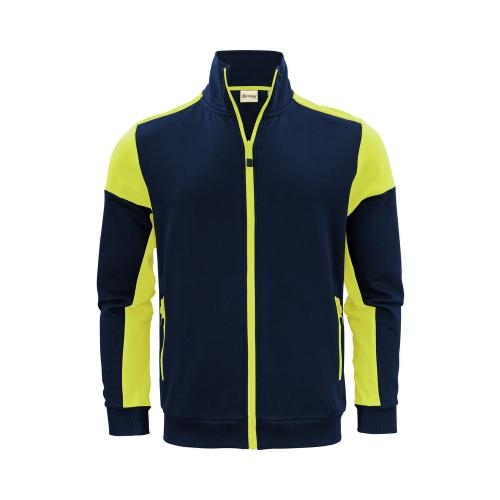 Prime sweater full zip heren marine/neon geel,m