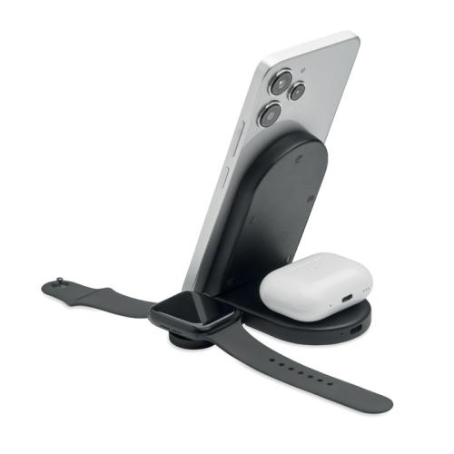 Opvouwbare 3-in-1 lader 15W Elasti zwart