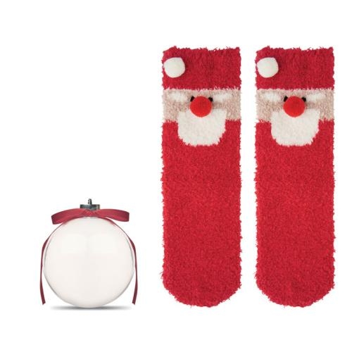Kerstsokken in kerstbal Snug l rood