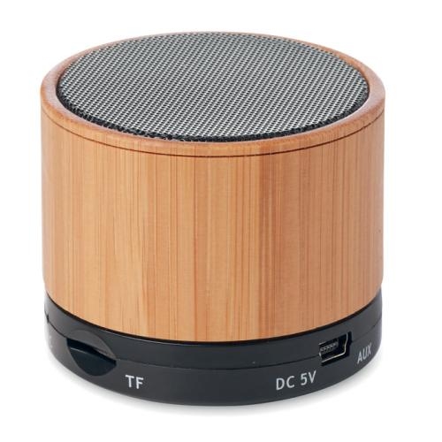Draadloze luidspreker Round bamboo zwart