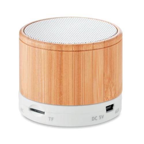 Draadloze luidspreker Round bamboo wit