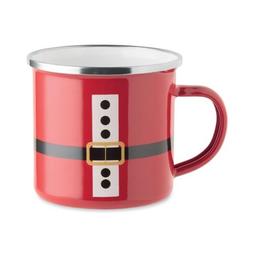 Kerstman emaille mok 300 ml Santamel rood