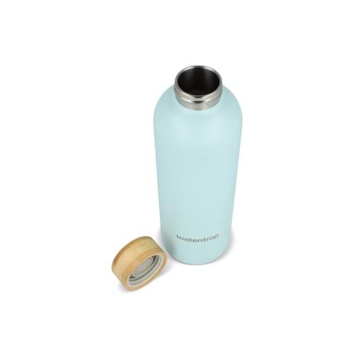 Waterdrop rvs drinkfles bamboe dop 600 ml pastelblauw