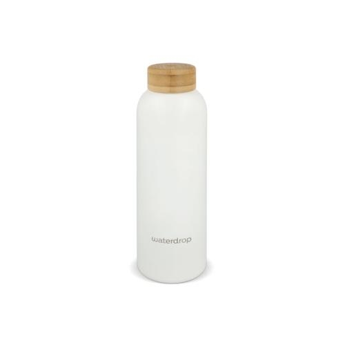 Waterdrop rvs drinkfles bamboe dop 600 ml wit