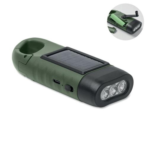 Zonnezaklamp met dynamo Cranch donker marinegroen
