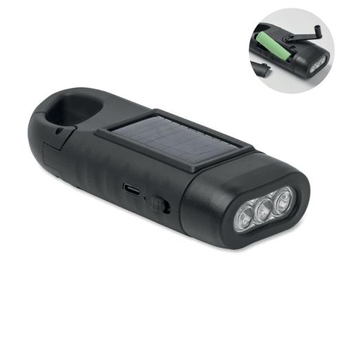 Zonnezaklamp met dynamo Cranch zwart